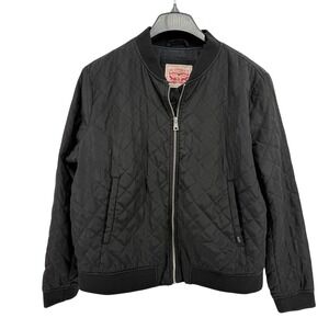 Levi Strauss Co Womens XL Pre-Owned Diamond Quilted Bomber Jacket Black Full Zip